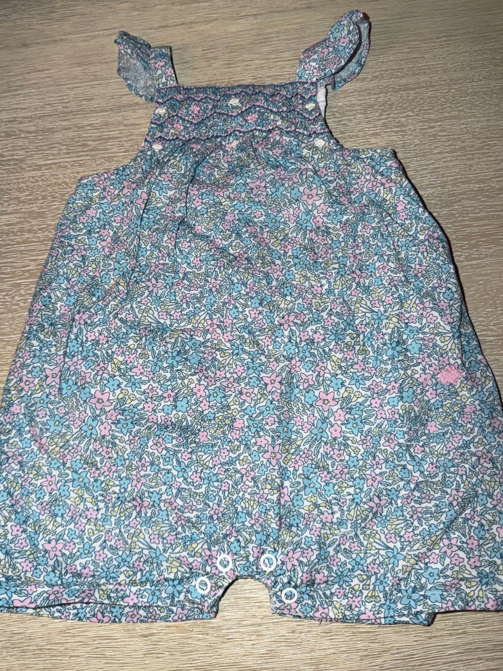 Babycottons Floral Smocked Romper size 12M